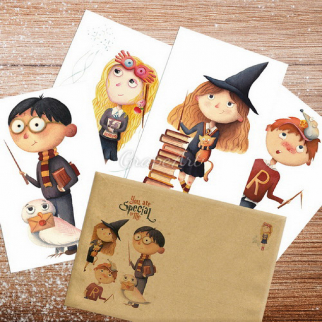 Ansichtkaarten Harry Potter, set van 4 (collecters item)